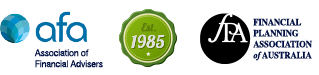 Membership Logos- Association of Financial Advisors, Financial Planning Association of Australia, 30 years in business.